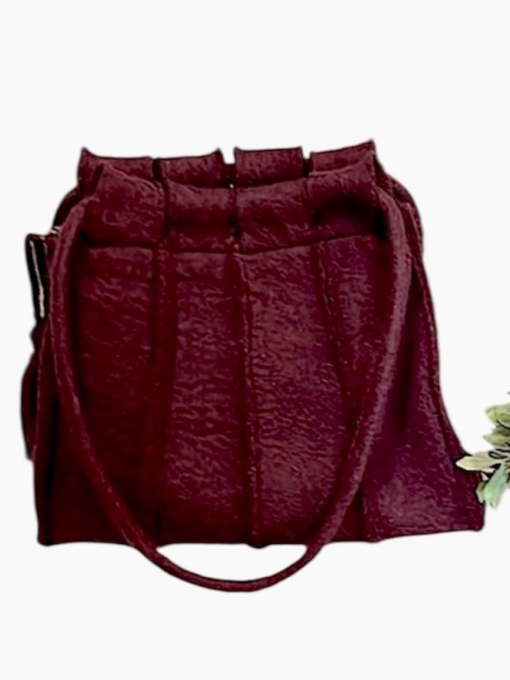The Winding Road Burgundy Patchwork Ultra Thick Felt Zipper Tote Bag Pure